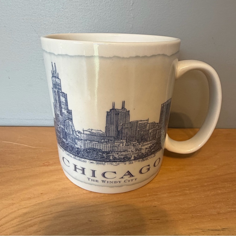 Chicago Skyline Ceramic Coffee Mug - Starbucks collectible cup architecture blue